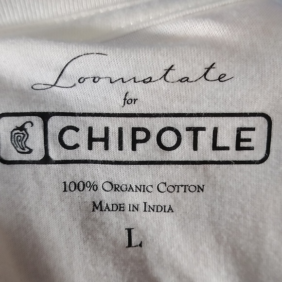 Chipotle Classic White 100% Cotton Short Sleeve Tee LIKE NEW Size L - Picture 4 of 4